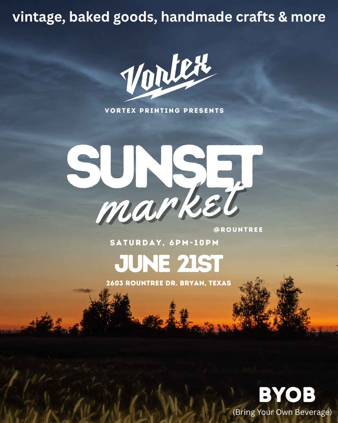 Sunset Market At Rountree Sponosored by Vortex logo