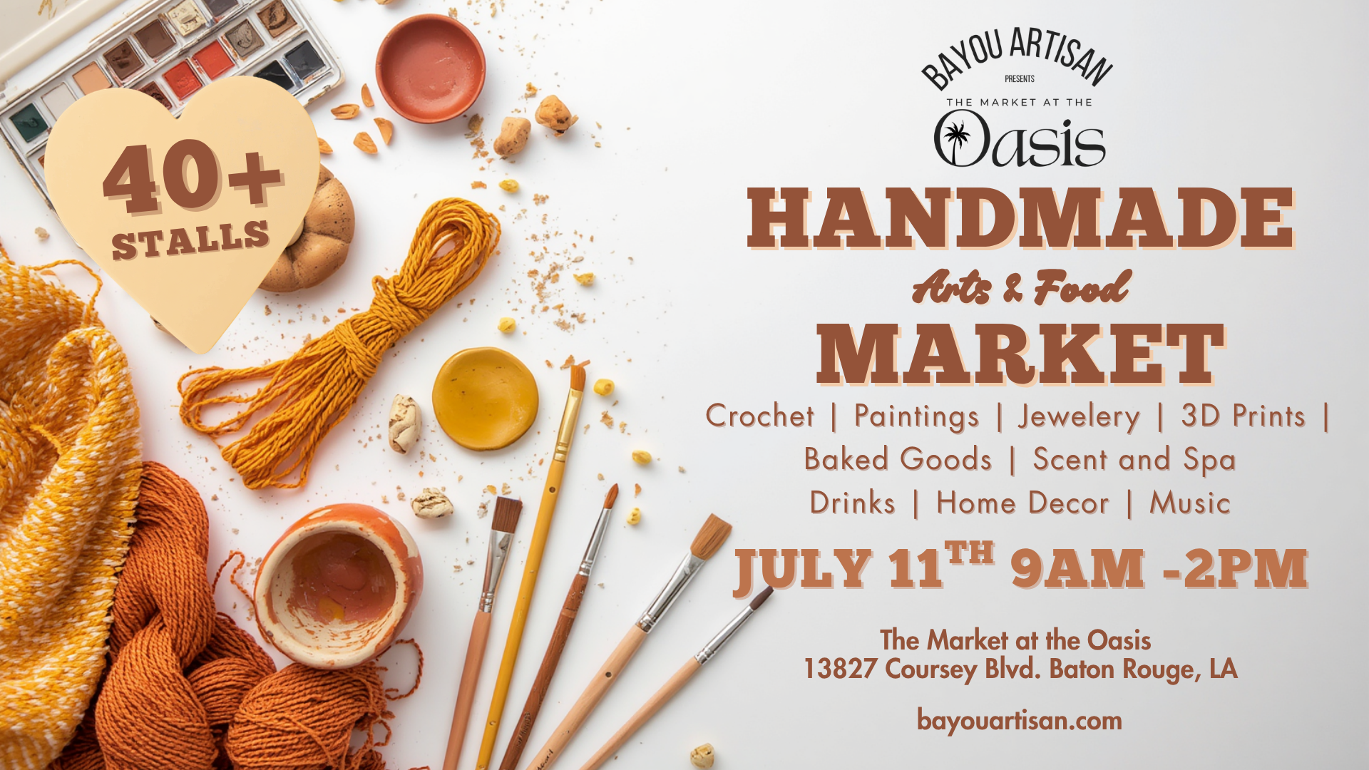 July 11th 2026- Bayou Artisan present the Market at the Oasis logo