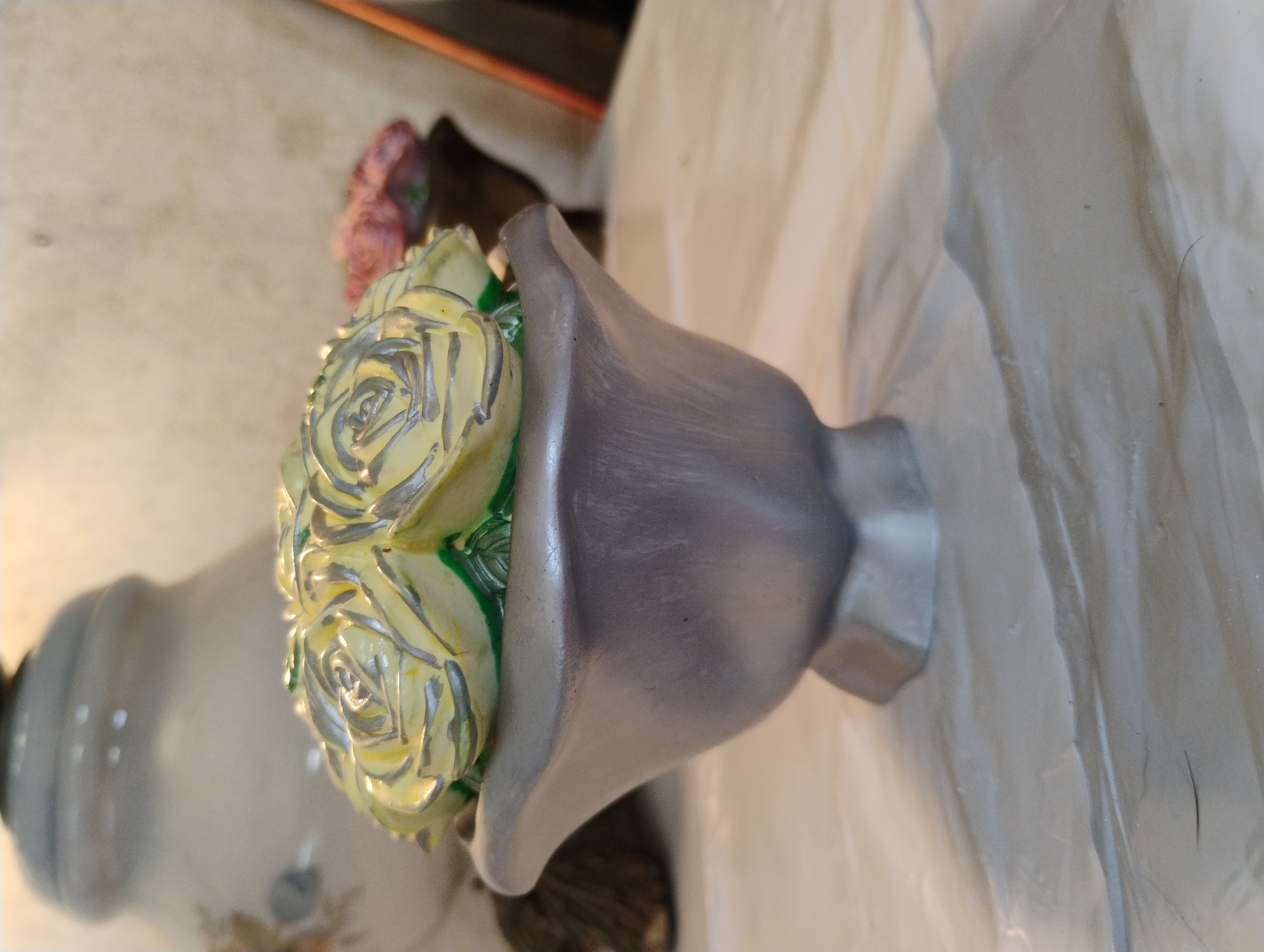 Handmade ceramic resin rose vase trinket jar